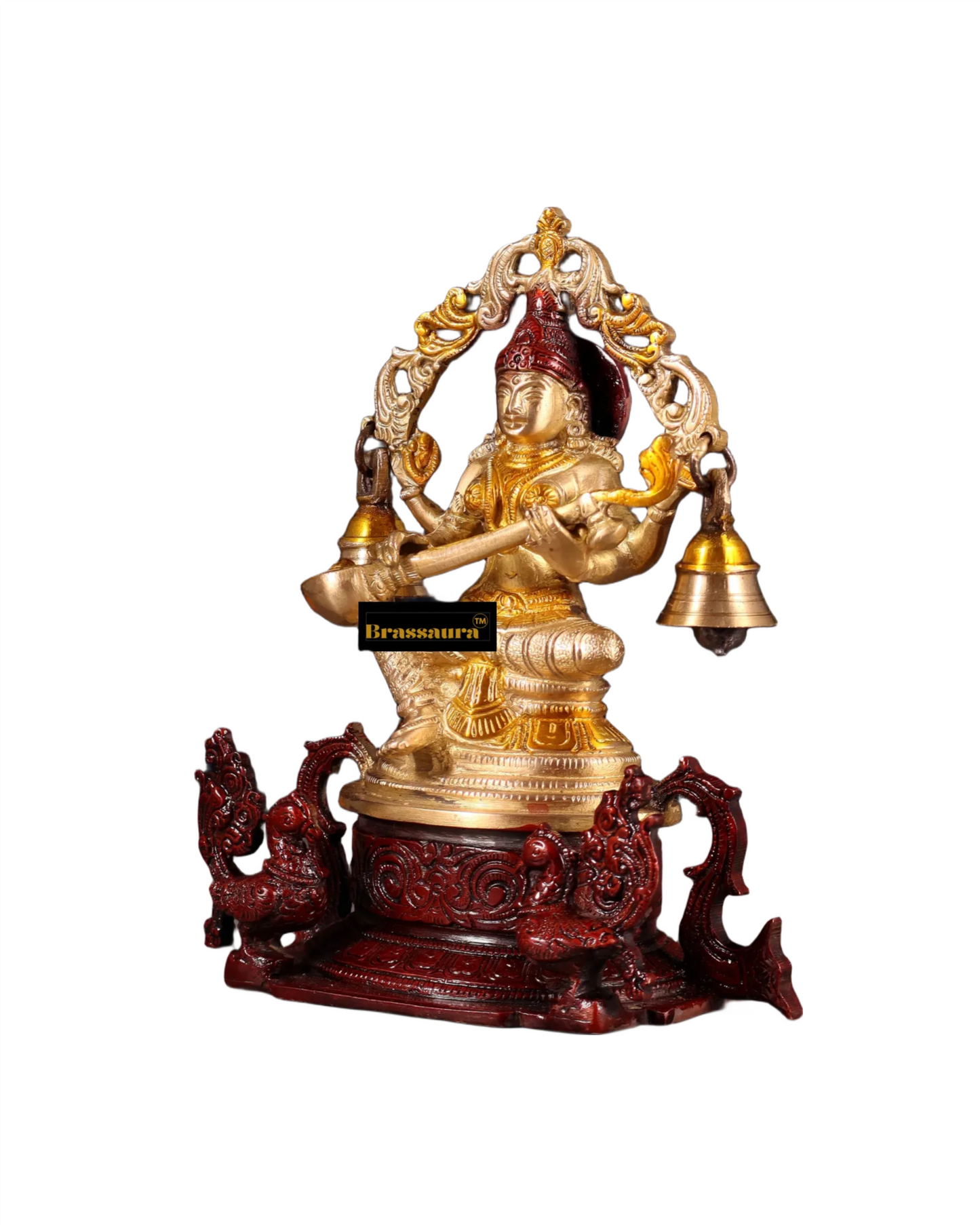 Brass Saraswati Idol for Home and Decor Height 8.2 Inches & Weight 2.17 Kgs