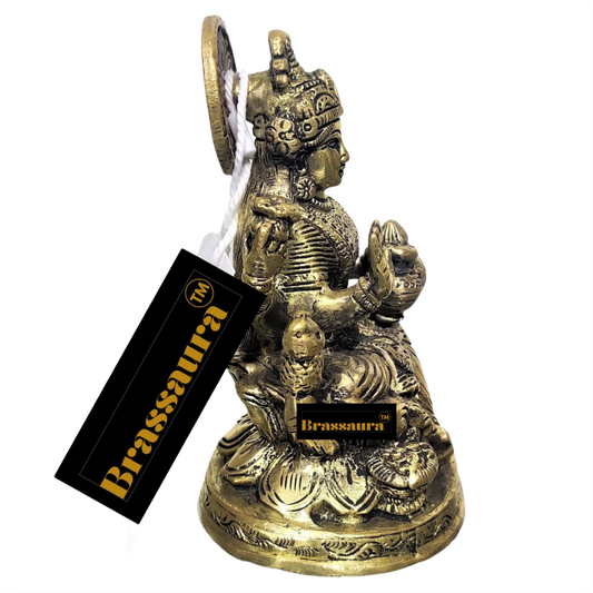 Brassaura™ Brass Laxmi Murti – Height 5.5 Inches & Weight 0.86 Kgs | Hindu Goddess Idol