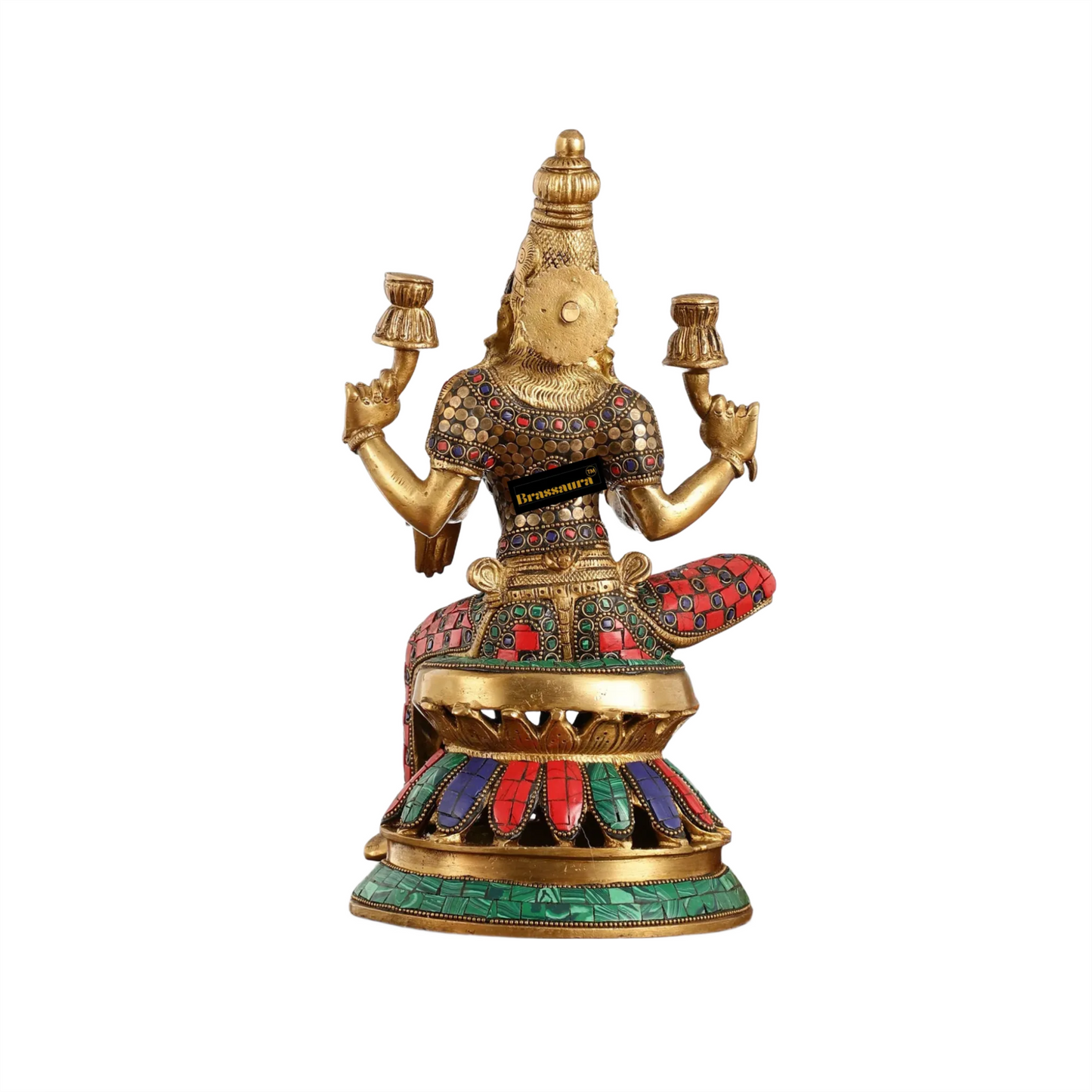 Brass Gem Stone Work Laxmi Mata for Home and Decor Height 12 Inches & Weight 4.5 Kgs