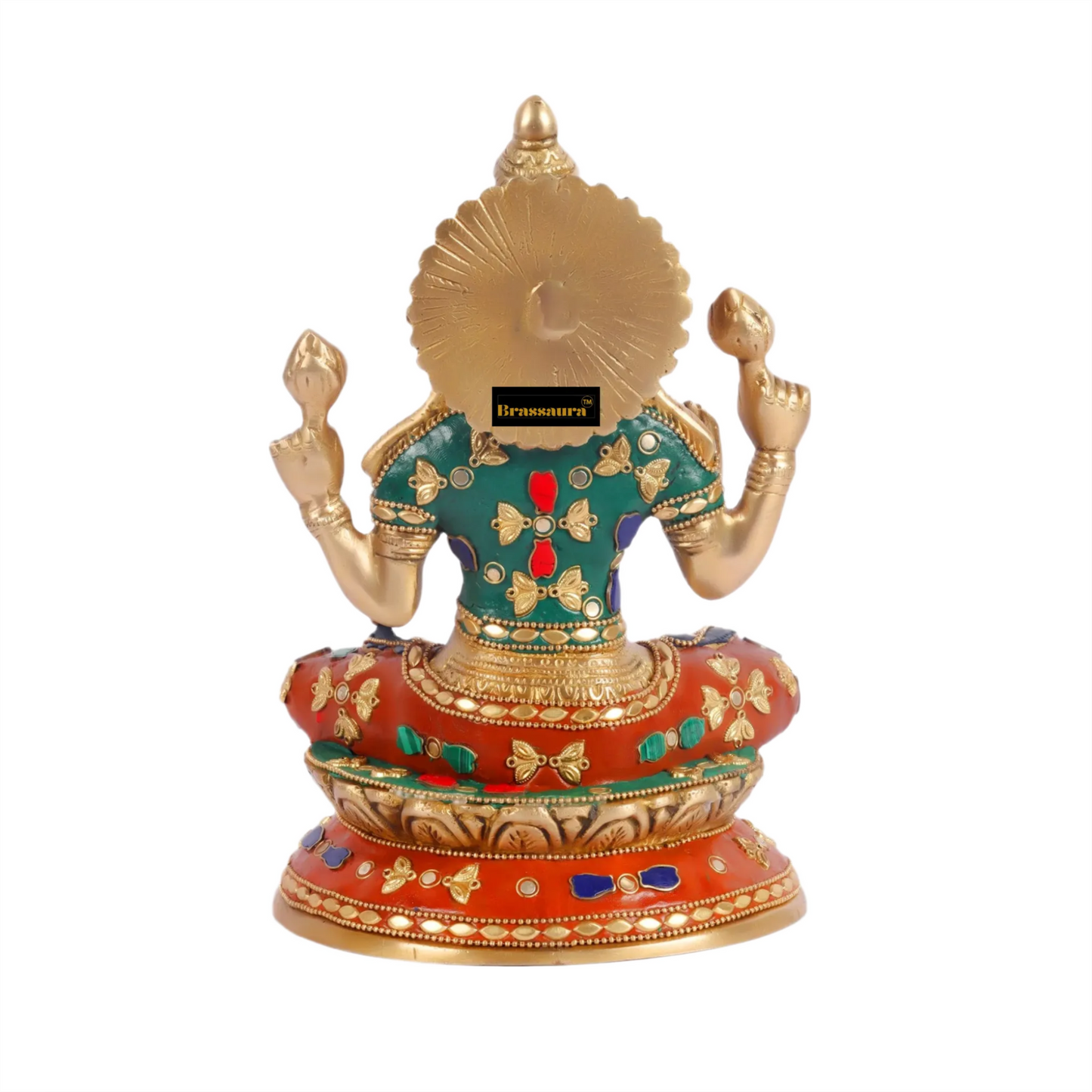 Brass Gem Stone Work Laxmi Mata for Home and Decor Height 9.3 Inches & Weight 3.5 Kgs
