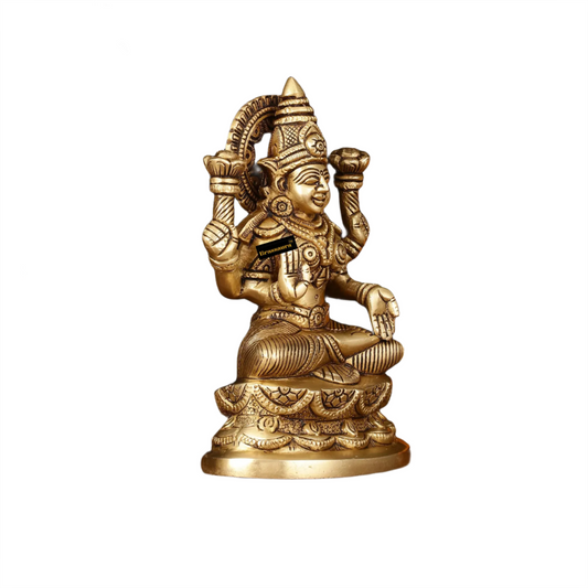 Brassaura™ Elegant Brass Laxmi Murti – Height 7 Inches & Weight 2 Kgs | Temple & Home Décor