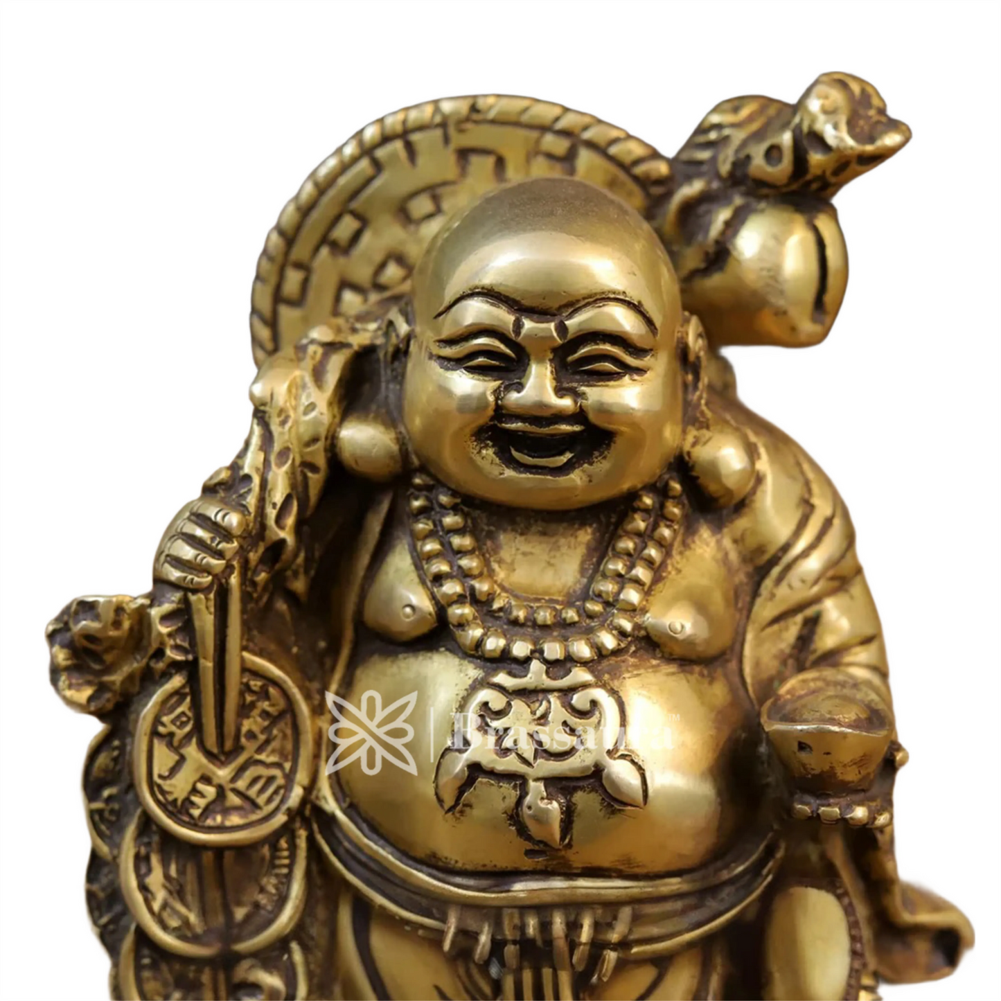 Brass Laughing Buddha For Home And Décor Weight 3.12 Kg Height 8.5 Inch