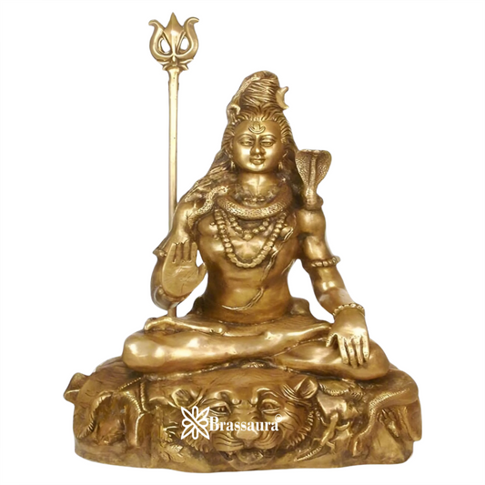 Brassaura™ Traditional Brass Shiva Murti – Height 35 Inches & Weight 38 Kgs | Classic Idol