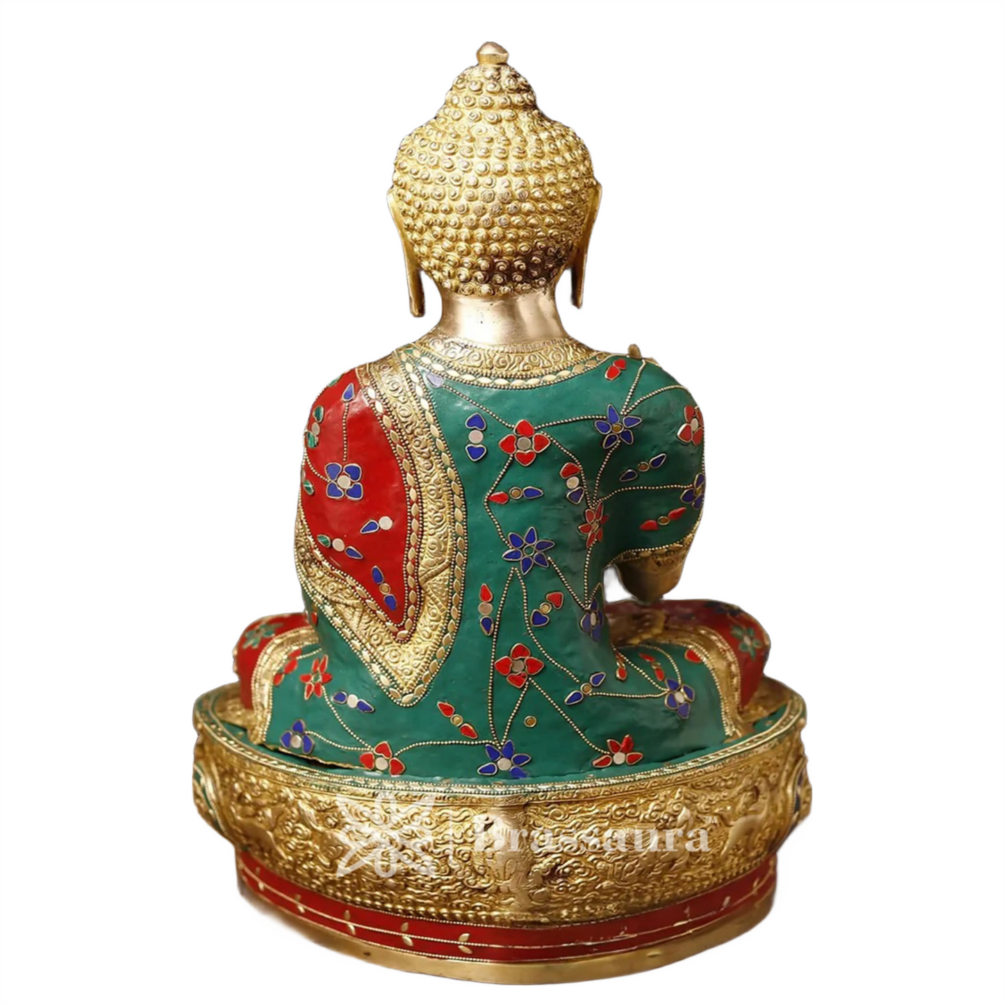 Brass Gem Stone Work Standing Buddha Weight 18.84 Kg Height 20.5 Inch