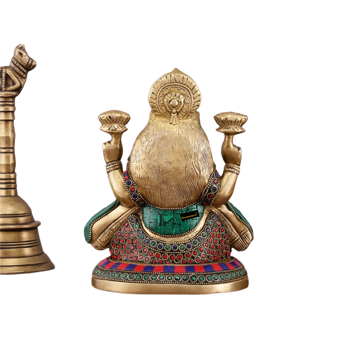Brass Gem Stone Work Laxmi Mata for Home and Decor Height 8 Inches & Weight 3.2 Kgs