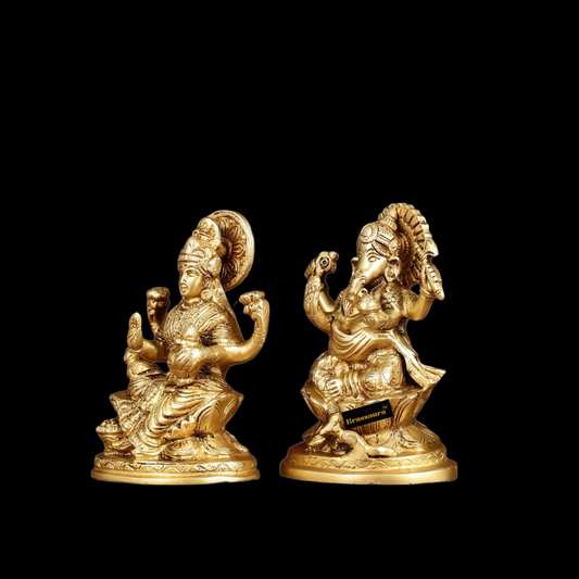Brassaura® Brass Artistic Lakshmi Ganesh Height 5 Inches