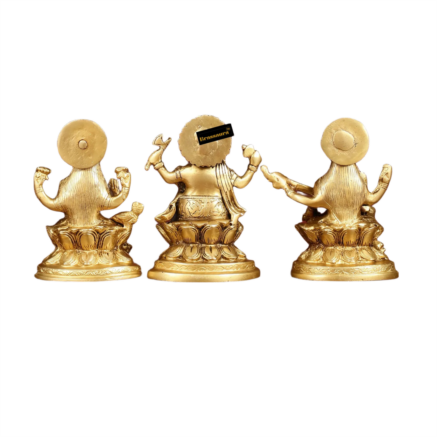 Brass Antique Laxmi Ganesha Saraswati Height 5 Inches & Weight 3 Kgs