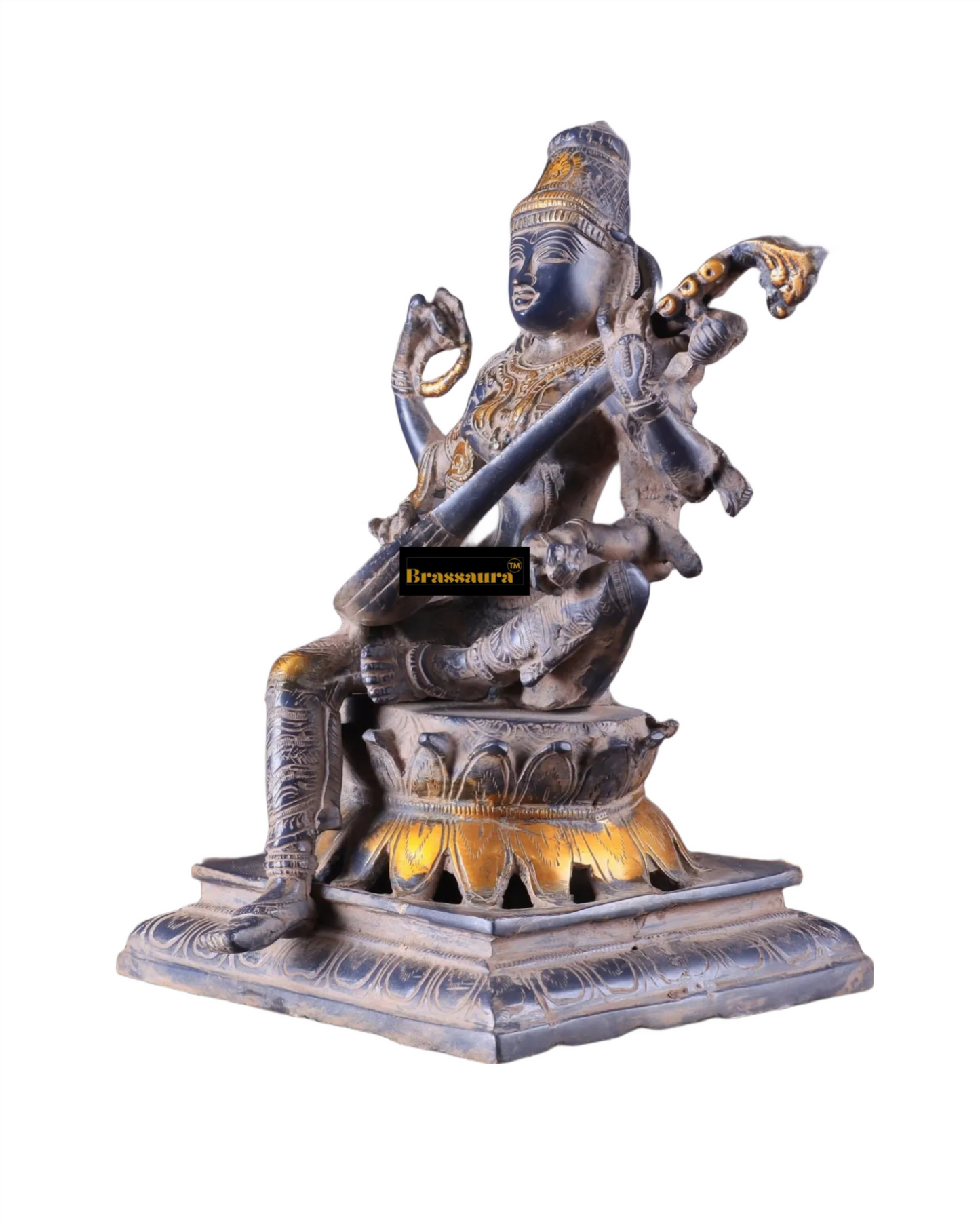 Brass Saraswati Idol for Home and Decor Height 11 Inches & Weight 5.76 Kgs