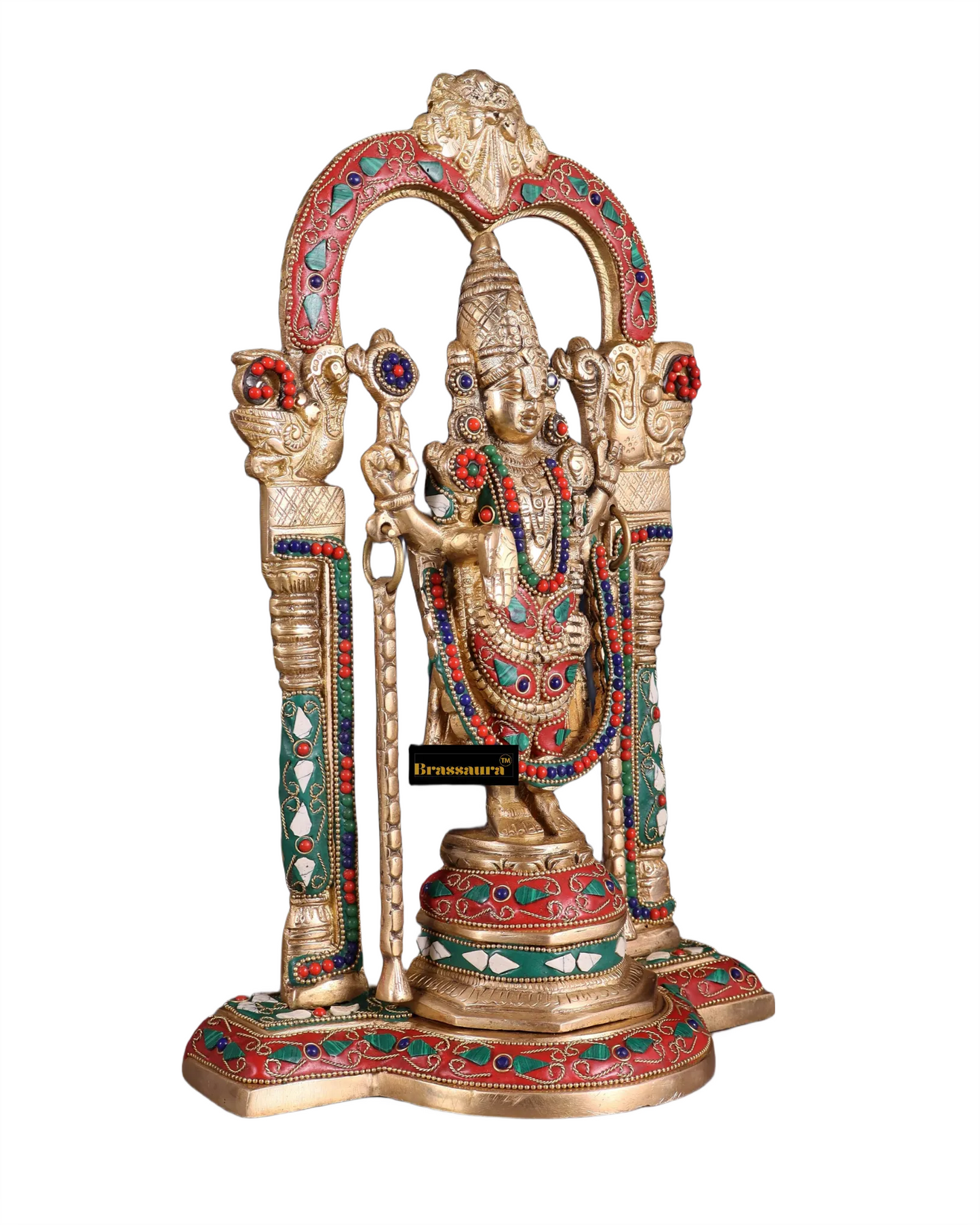 Brass Gem Stone Work Balaji Idol For Home Decor Height 14 Inch & Weight 5.6 Kg