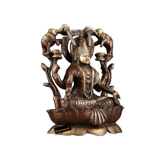 Brassaura™ Artistic Brass Laxmi Idol – Height 12 Inches & Weight 5.5 Kgs | Home & Puja Décor