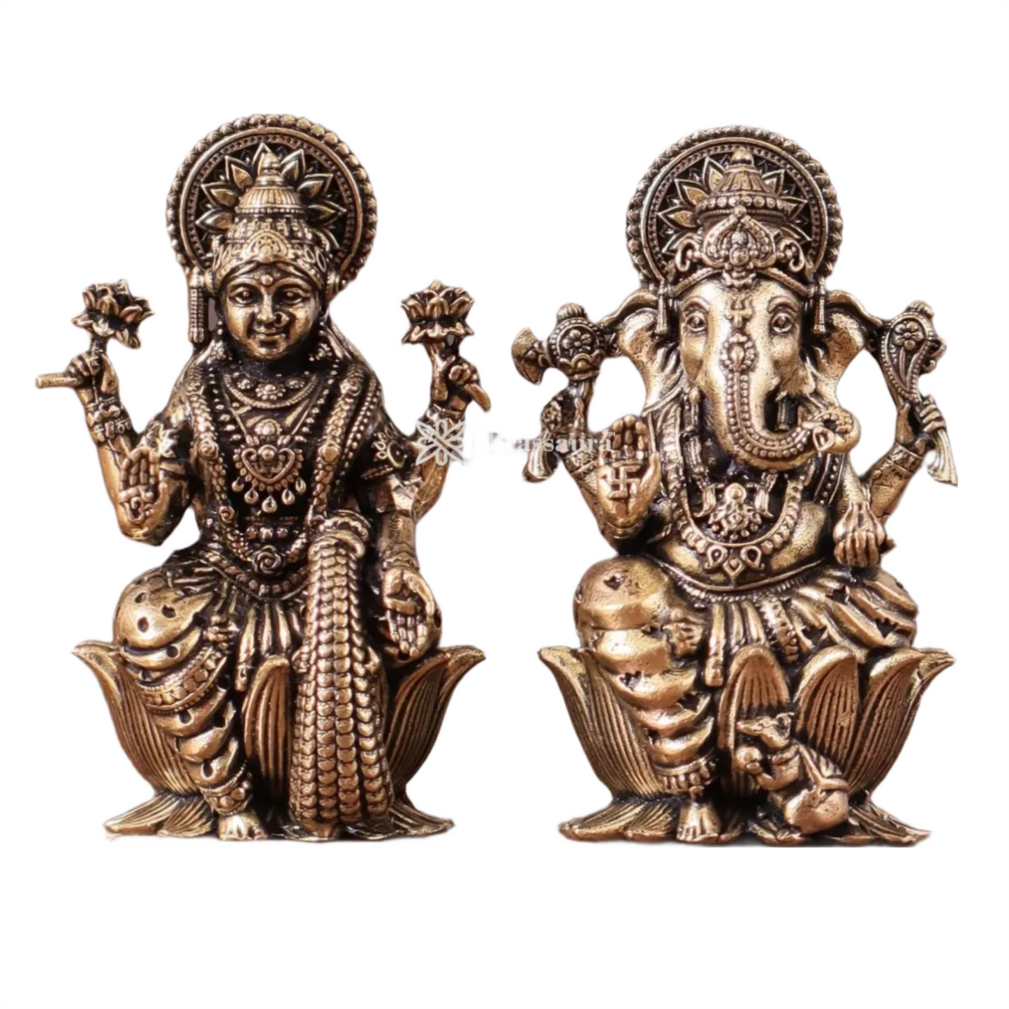 Brass Artistic Lakshmi Ganesh Height 2.5 Inches & Weight 180 Gms