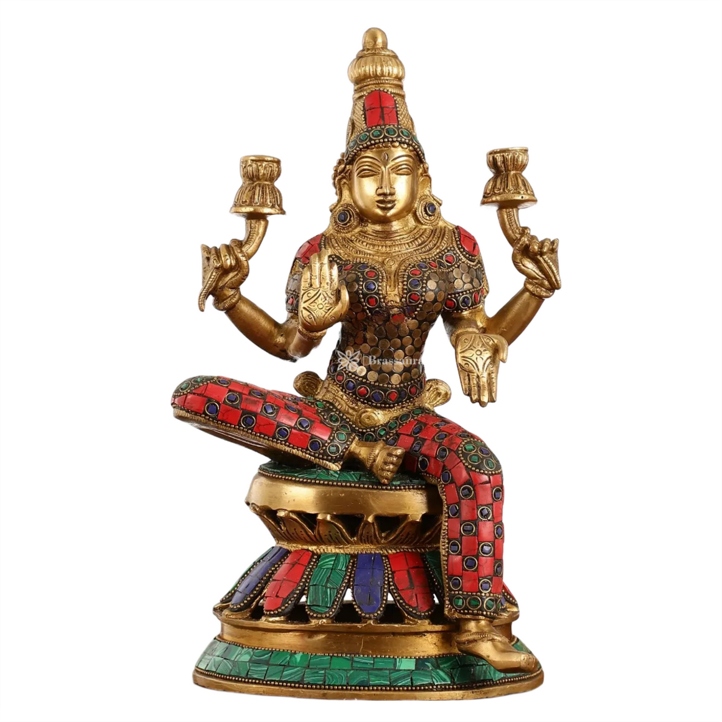 Brass Gem Stone Work Laxmi Mata for Home and Decor Height 12 Inches & Weight 4.5 Kgs