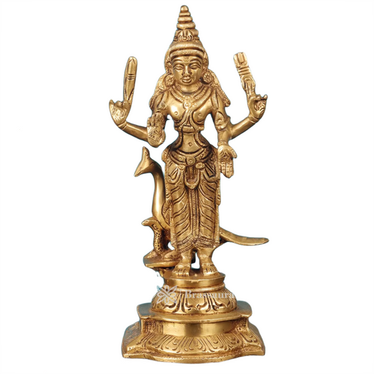Brass Kartikiya Idol for Home and Decor Height 8.2 Inches & Weight 1.42 Kgs