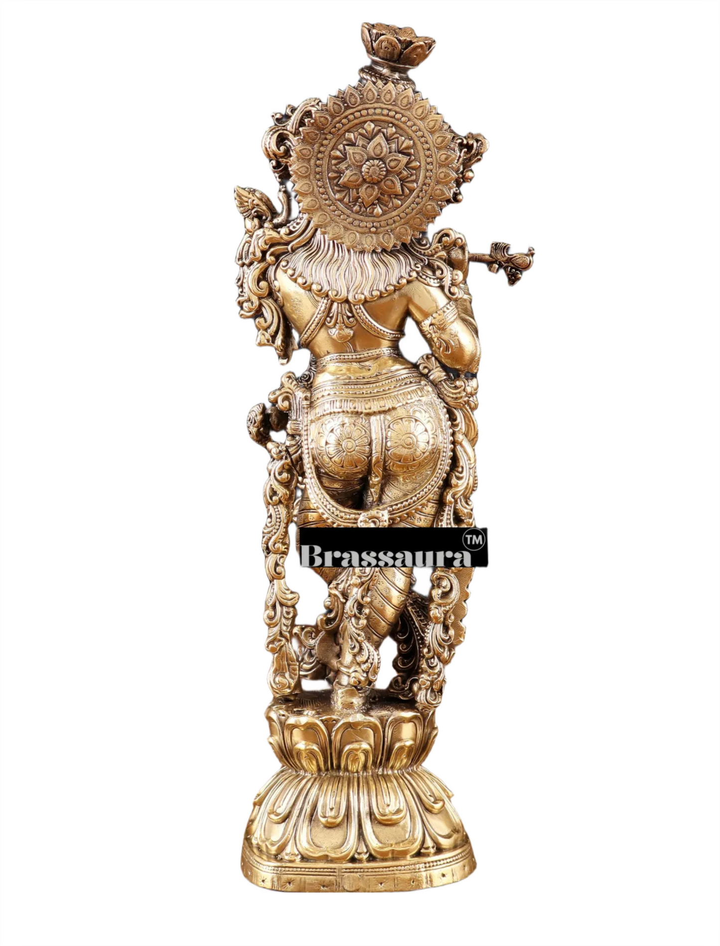 Brassaura™ Brass Lord Krishna Idol – Height 12 Inches & Weight 1.1 Kgs