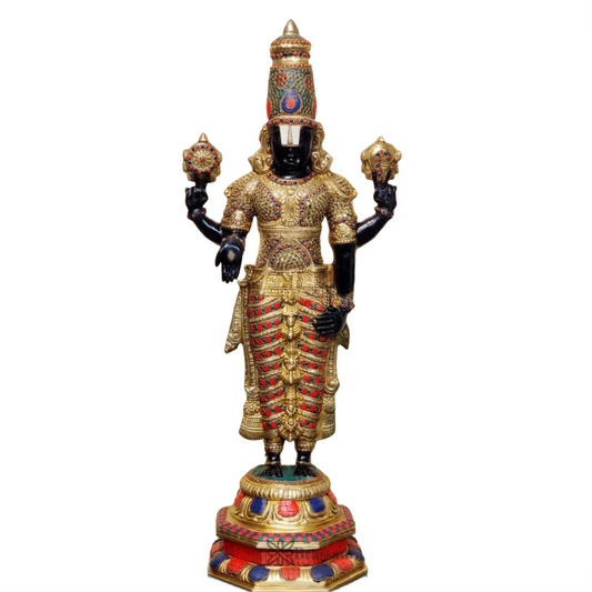 Brassaura™ Pure Brass Tirupati Balaji Idol – 33.5 Inches, 22 Kgs