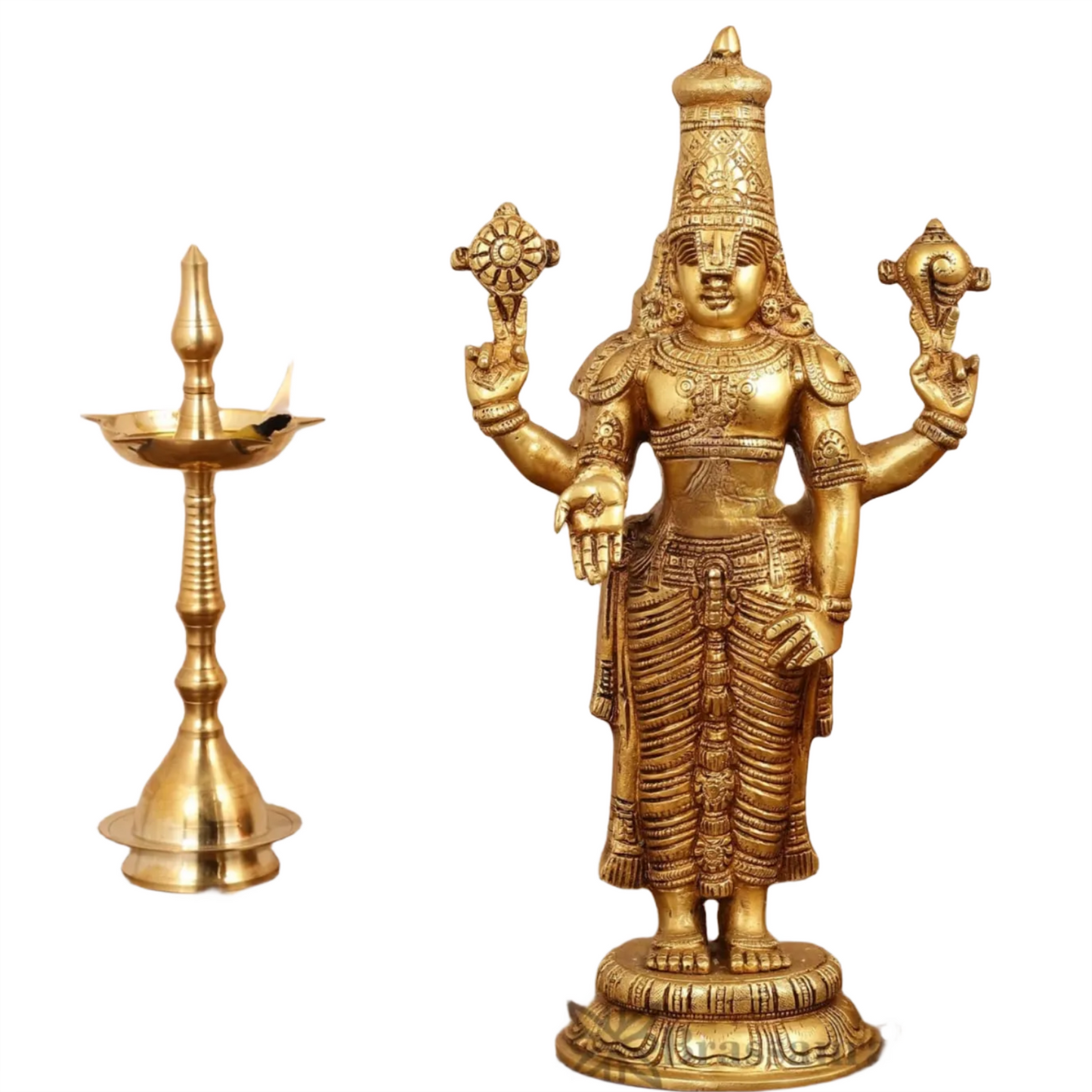 Brassaura™ Handcrafted Lord Venkateshwara Swamy Brass Idol – 18 Inches, 7 Kgs