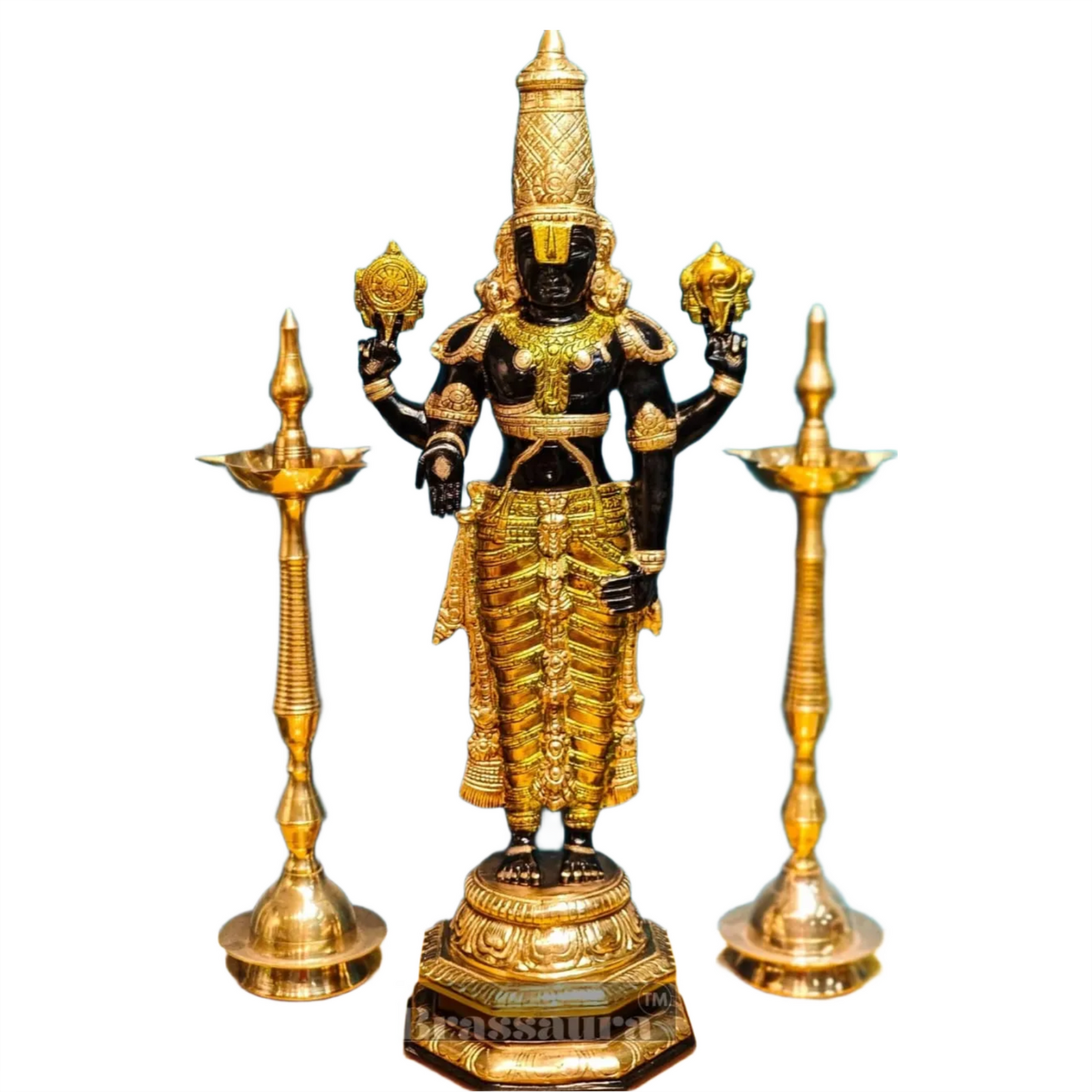 Brassaura™ Pure Brass Tirupati Balaji Idol – 33.5 Inches, 22 Kgs