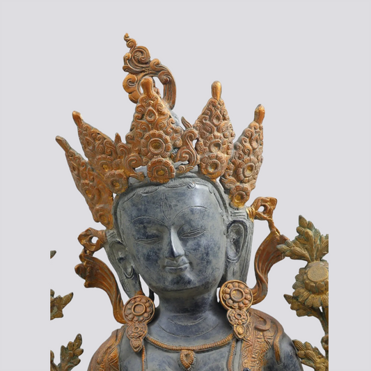 ब्रासोरा® व्हाइट तारा एंटिक फिनिश में | पीतल की मूर्ति | ऊंचाई 28 इंच और वज़न 24.30 किग्रा