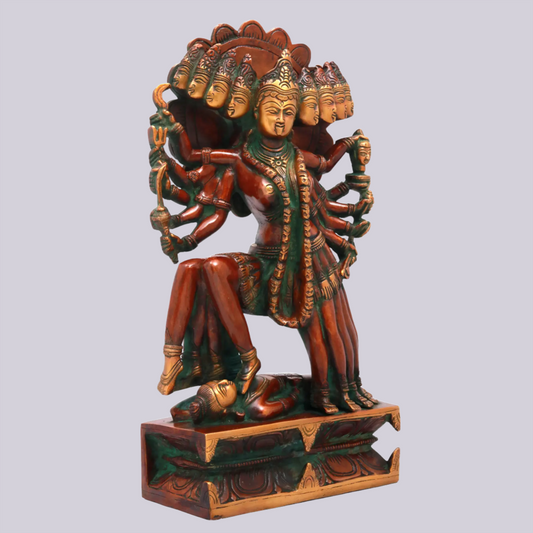 Brassaura™ Beyond Mahakali’s Ferocity | Intricately Handcrafted Brass Sculpture | Height 15.5 Inches & Weight 8.20 kgs
