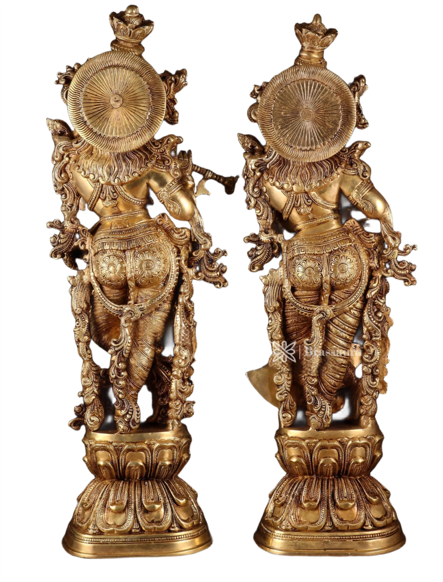 Brassaura™ Pure Brass Superfine Radha Krishna Statue Set – Height 30 Inches & Weight 40 Kgs | Divine Love & Devotion Idol