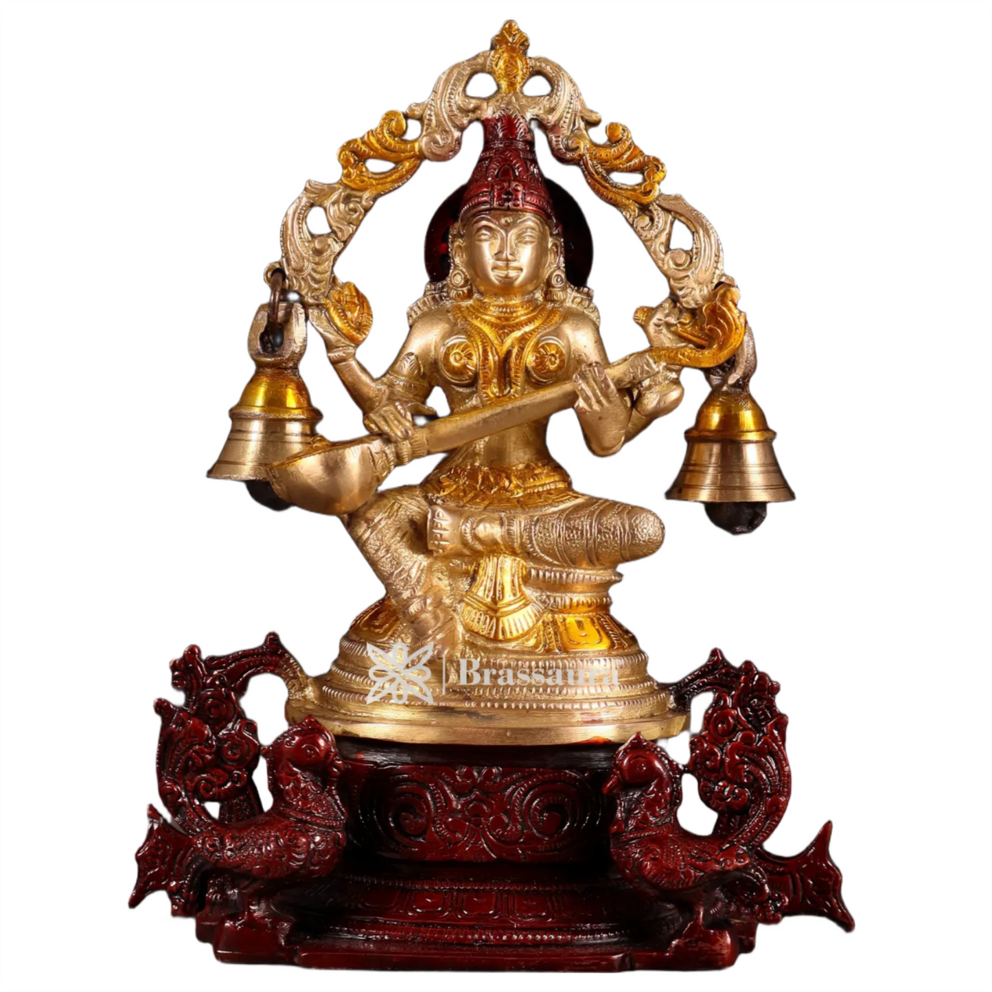 Brass Saraswati Idol for Home and Decor Height 8.2 Inches & Weight 2.17 Kgs