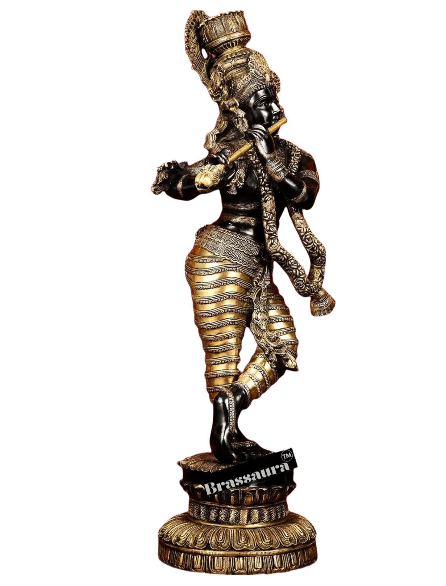 Brassaura™ Superfine Brass Large Krishna Statue – Height 46 Inches & Weight 66 Kgs