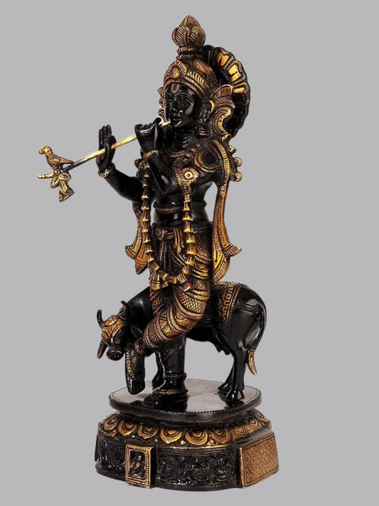 ब्रासौर® ब्रास कृष्णा नंदी प्रतिमा | ऊंचाई 15 इंच और वज़न 6.04 किग्रा