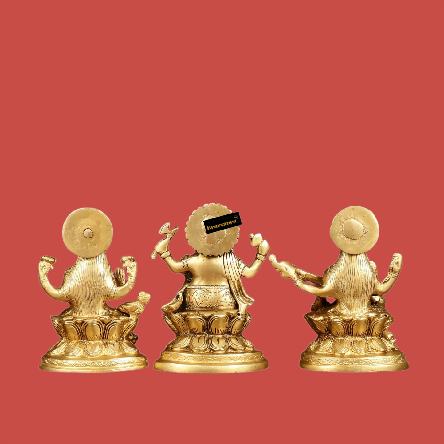 Brass Antique Lakshmi Ganesh Saraswati Height 5 Inches & Weight 3 Kgs