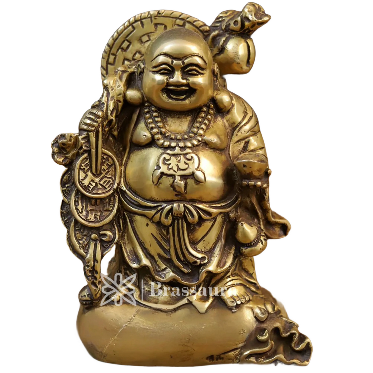 Brass Laughing Buddha For Home And Décor Weight 3.12 Kg Height 8.5 Inch