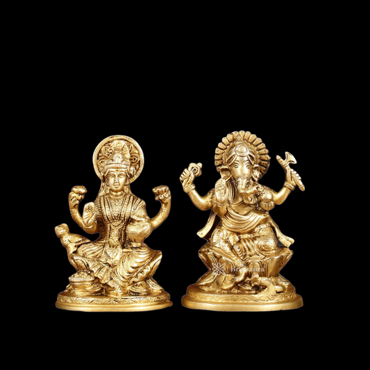 Brassaura™ Brass Artistic Lakshmi Ganesh Height 5 Inches & Weight 2 Kgs