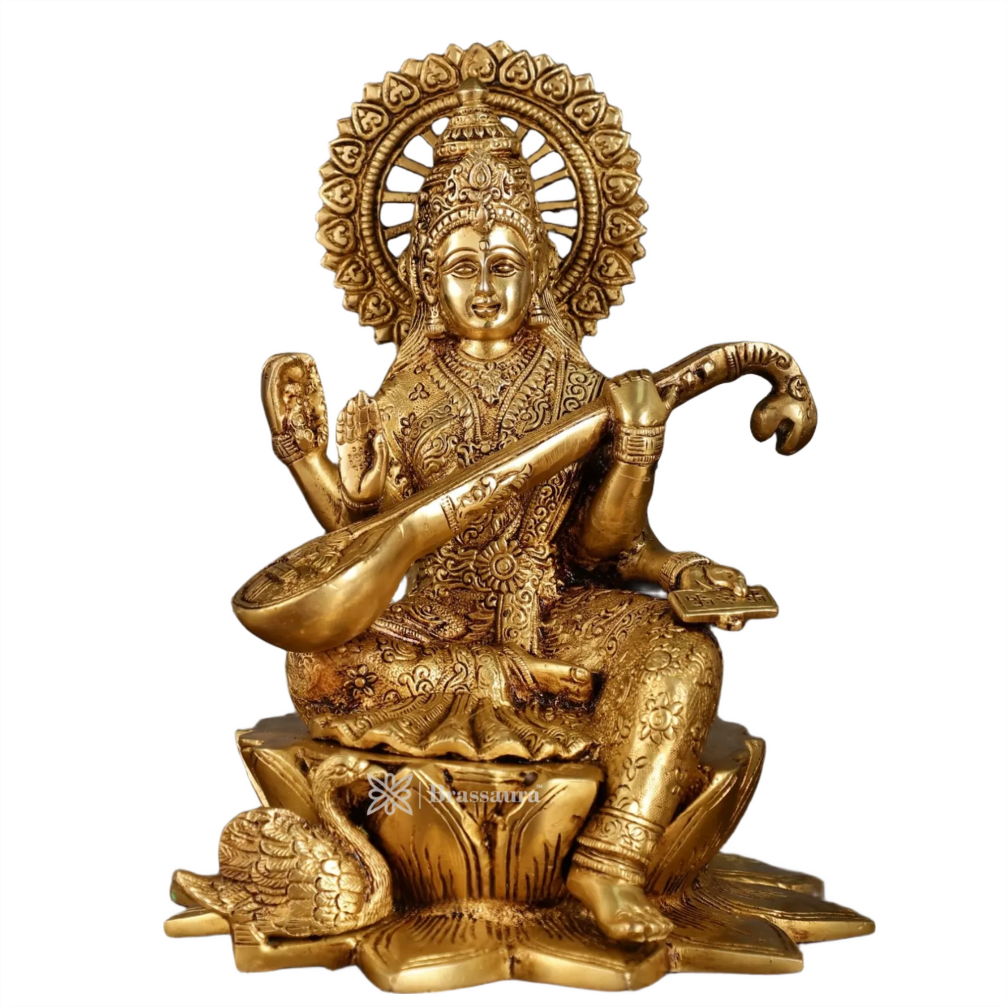 Brass Saraswati Idol for Home and Decor Height 11 Inches & Weight 6.5 Kgs