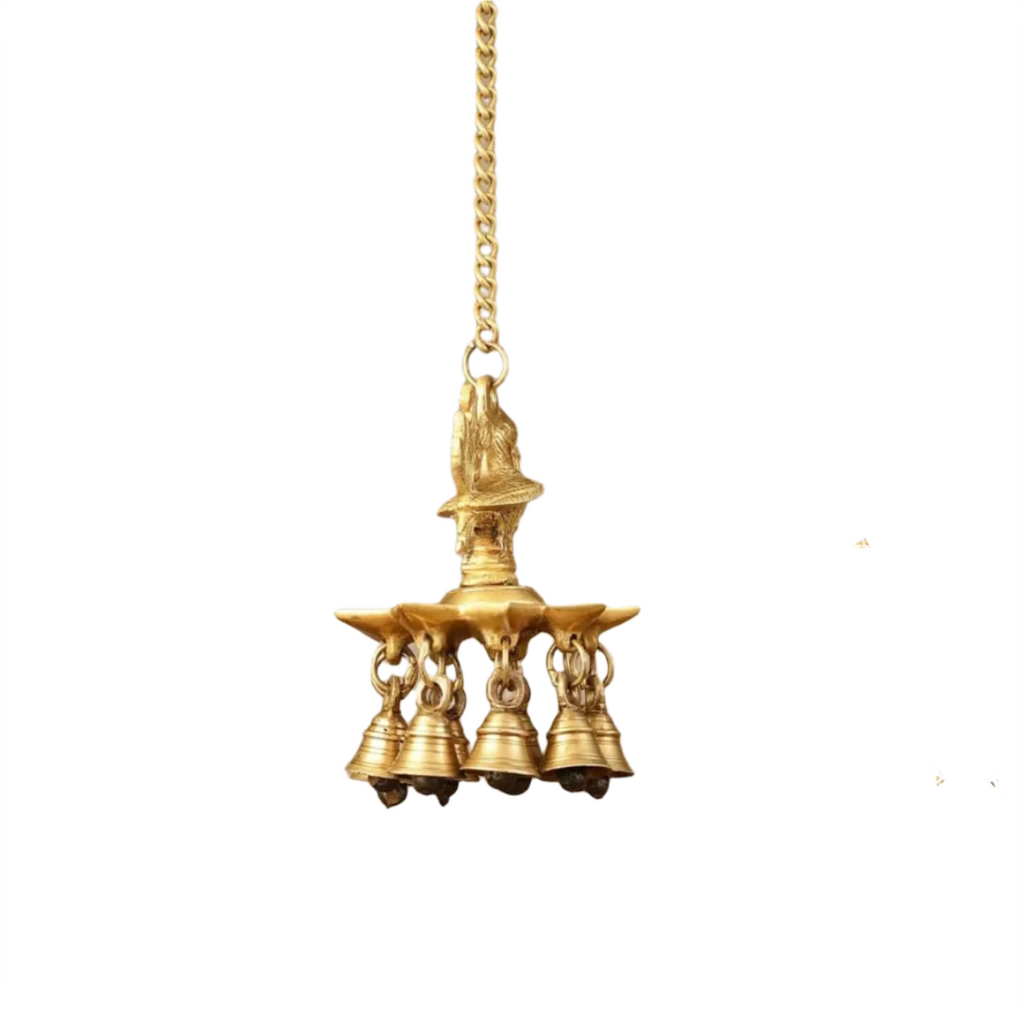 Brassaura™ Brass Hanging Peacock Diya with Chain – Height 6 Inches | Traditional Hanging Lamp, 1.1 Kgs
