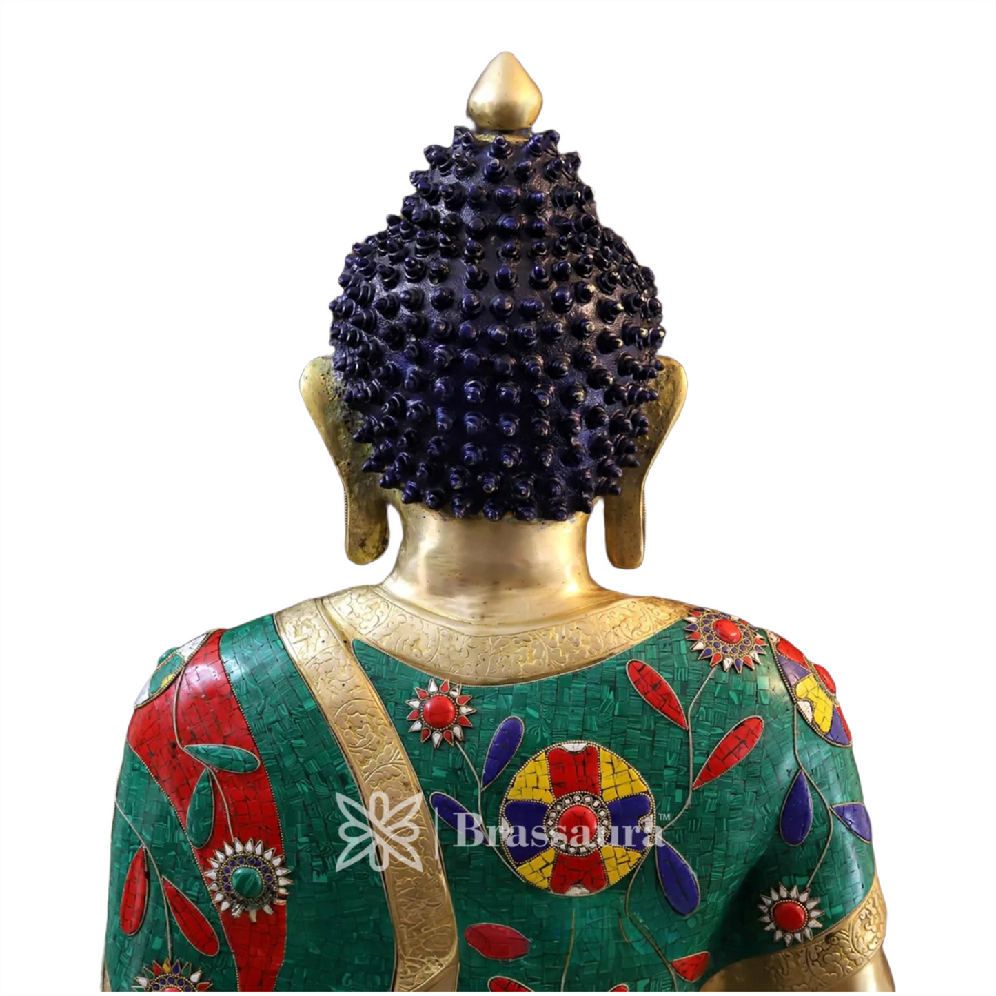 Brass Gem Stone Work Standing Buddha Weight 94.2 Kg Height 45.5 Inch