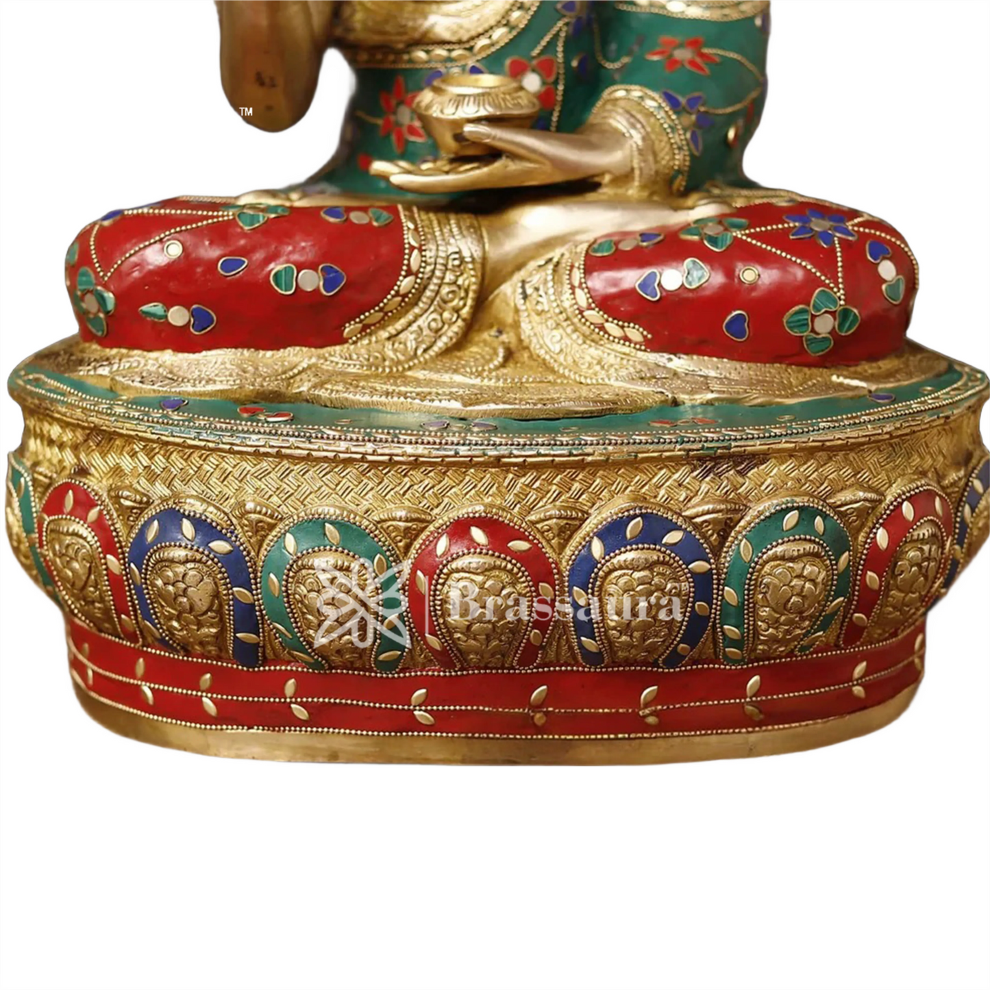 Brass Gem Stone Work Standing Buddha Weight 18.84 Kg Height 20.5 Inch
