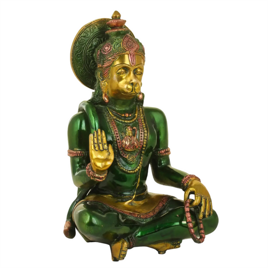 Brassaura® Lord Hanuman in Abhaya Mudra | Brass Sculpture | Height 11 Inches & Weight 4.80 kgs