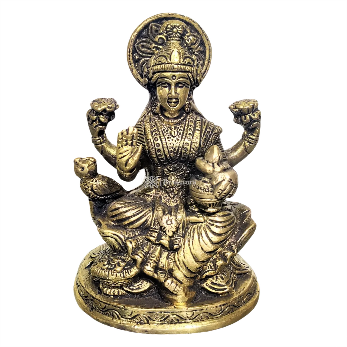 Brass Laxmi Idol for Home and Decor Height 5.5 Inches & Weight 0.86 Grams