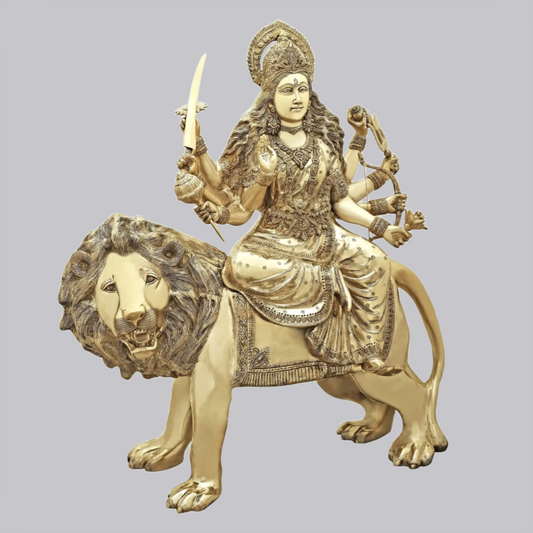 Brassaura® Brass Maa Durga Statue | Height 109 cm (42.91 Inches) & Weight 88.24 kg