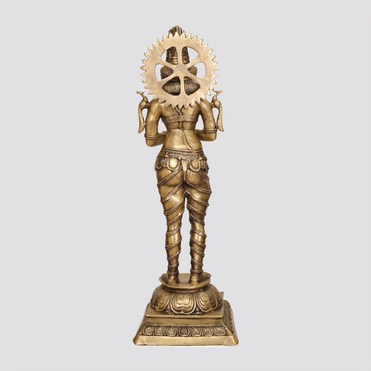Brassaura® Divine Namaste Devi Brass Sculpture | South Indian Temple Style | Height 51 Inches & Weight 99.86 kgs