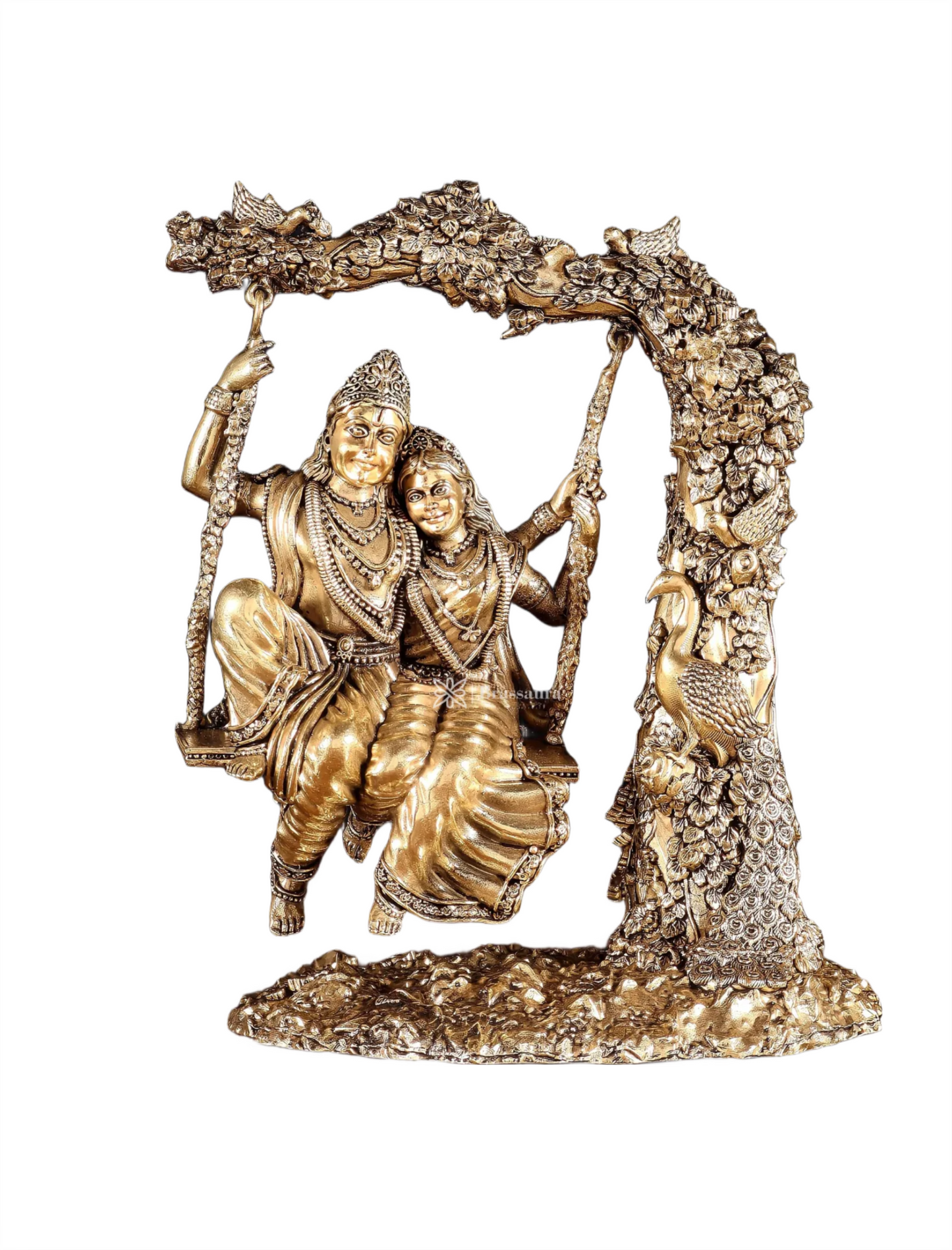 Brassaura™ Brass Radha Krishna Swing Idol – Height 8 Inches & Weight 1.1 Kg | Elegant Devotional Statue