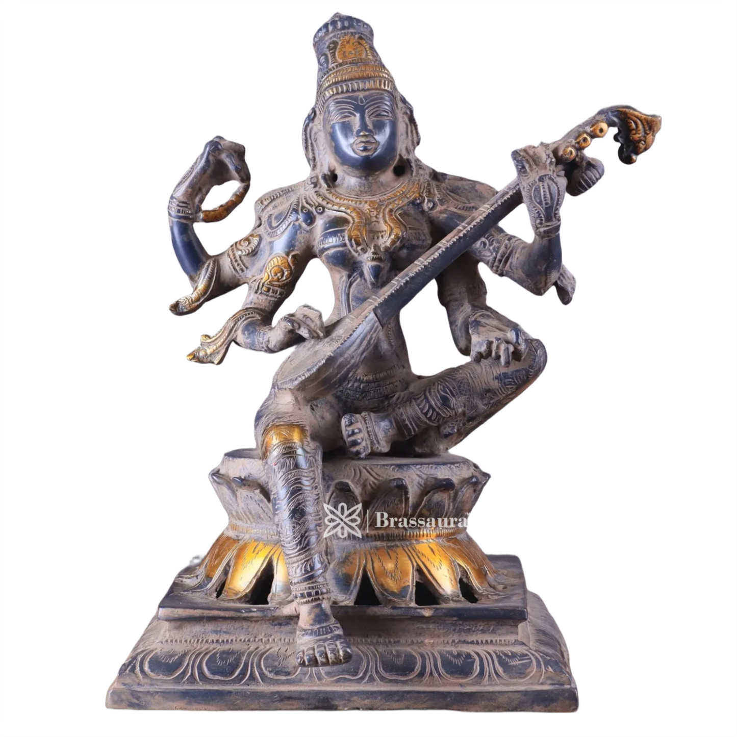 Brass Saraswati Idol for Home and Decor Height 11 Inches & Weight 5.76 Kgs