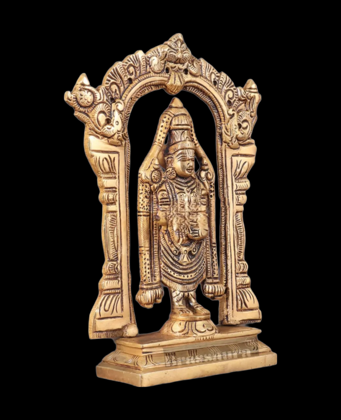 Brassaura™ Brass Tirupati Balaji Lord Venkateshwara Idol – 6.5 Inches, 0.8 Kg | Handcrafted Temple & Home Decor