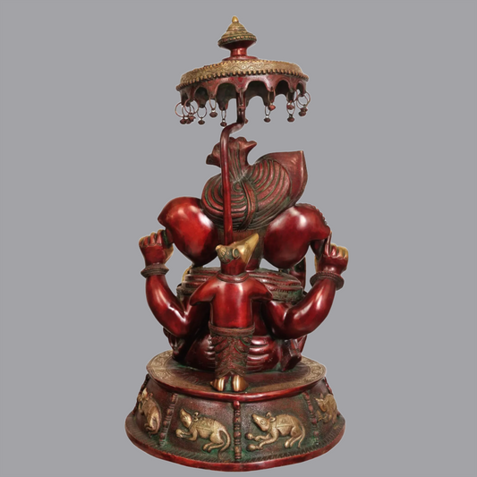 Brassaura® Large Pagdi Ganesha in Brass | Height 31 Inches | Weight 41 kgs
