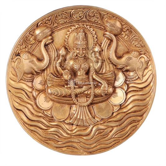 Brassaura™ Brass Laxmi Wall Hanging For Puja Room Décor Height 7.5 Inches & Weight 1.2 Kgs