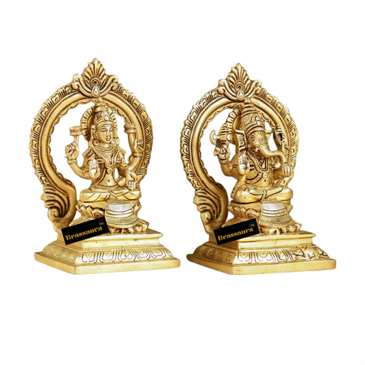 Brassaura™ Brass Laxmi Ganesh Murti – Height 7 Inches & Weight 3 Kgs | Temple & Home Idol