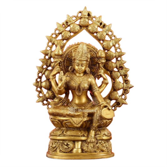 Brassaura™ Devotional Brass Laxmi Murti – Height 10.5 Inches & Weight 3 Kgs | Temple Statue