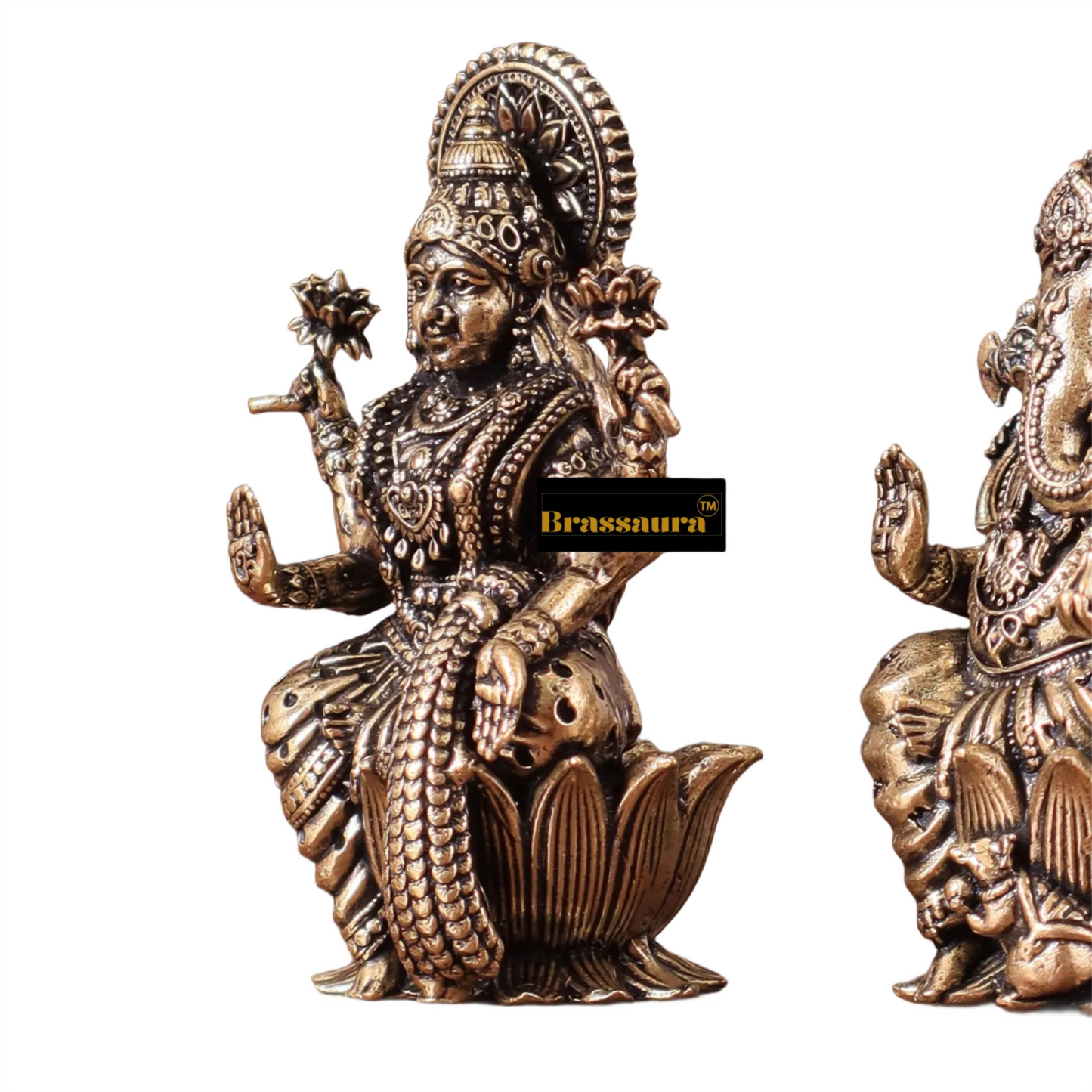 Brass Artistic Lakshmi Ganesh Height 2.5 Inches & Weight 180 Gms