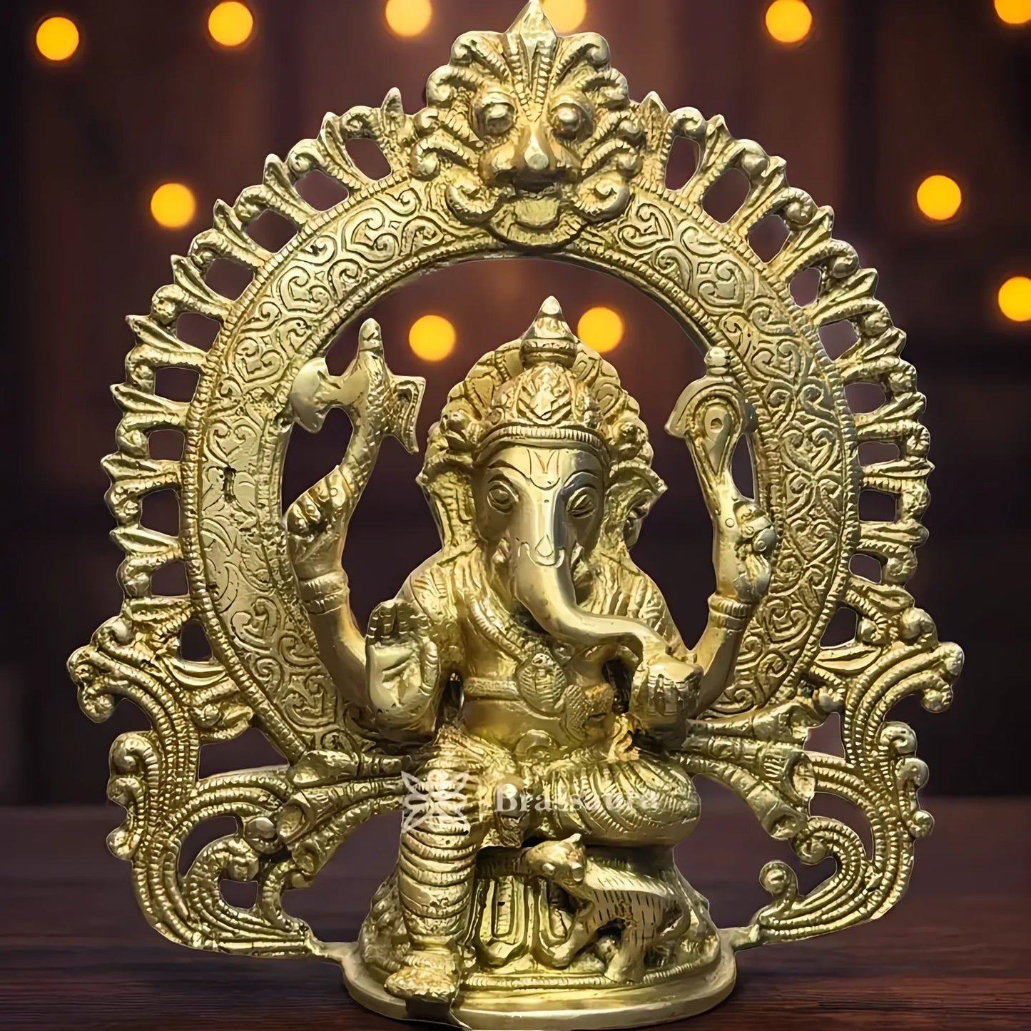 Brassaura™ Brass Ganesha Murti – Height 11.8 inches & Weight 2.5 kgs | Large Ganpati Statue for Pooja & Home Décor