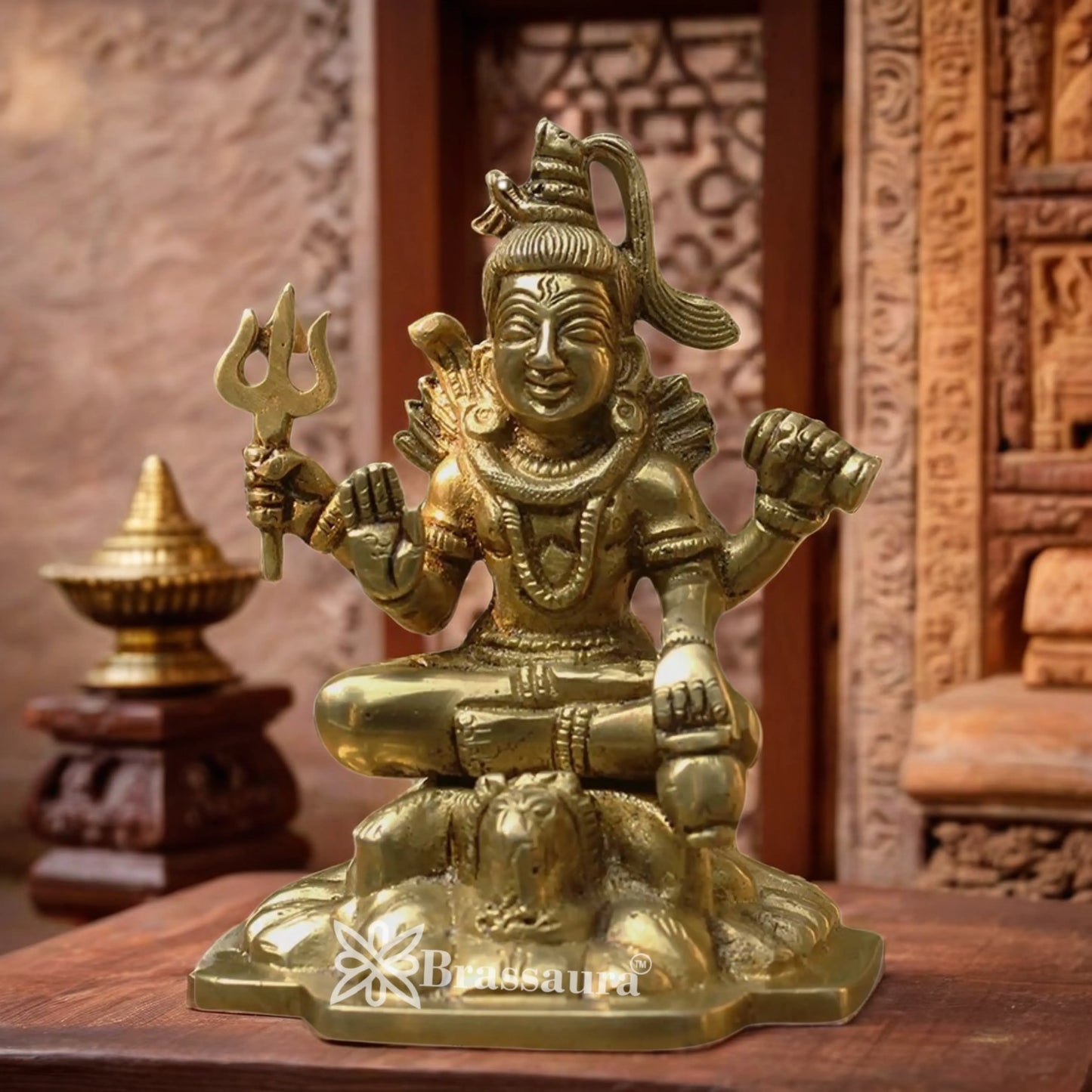 Brassaura™ Brass Shiva Statue – Height 5.25 Inches & Weight 1 Kgs | Temple & Home Mandir Idol