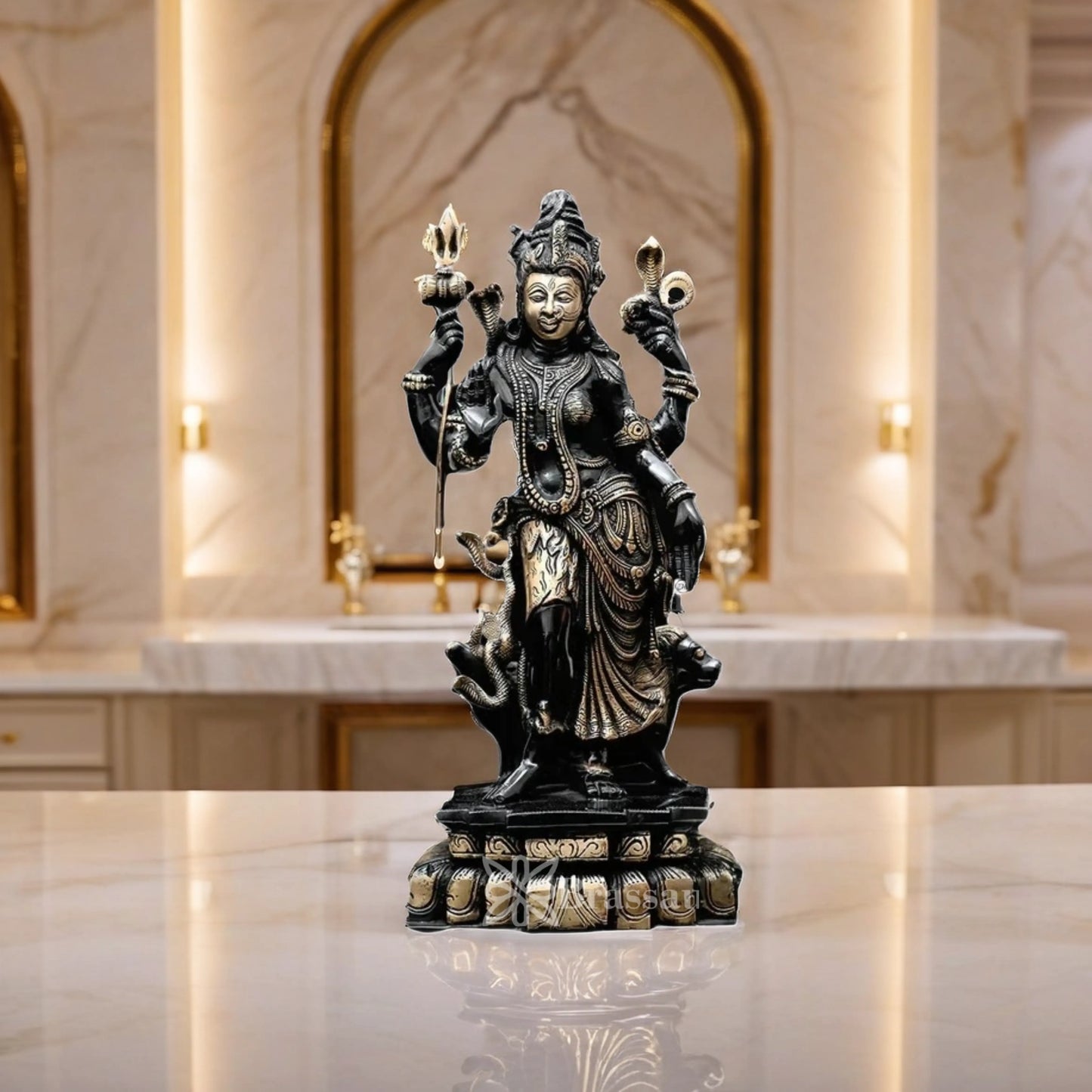 Brass Aardhnareshwar Statue Weight 9.66 Kg And Height 17.5 Inch