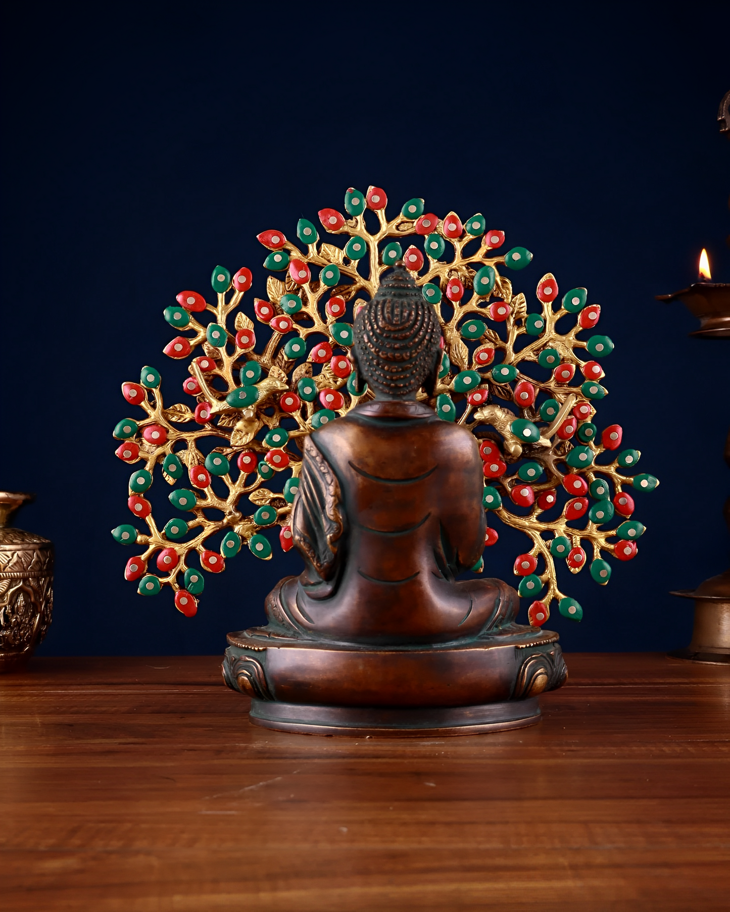 Brass Tree Blessing Buddha Statue Weight 4.25 kg